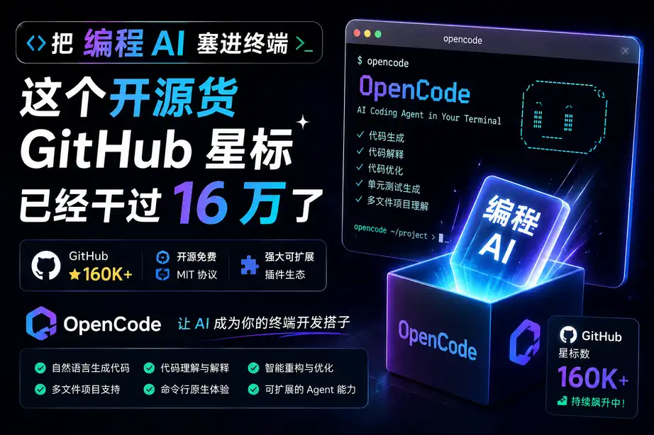 OpenCode:跑在终端里的开源编程 Agent,GitHub 星标已破 16 万