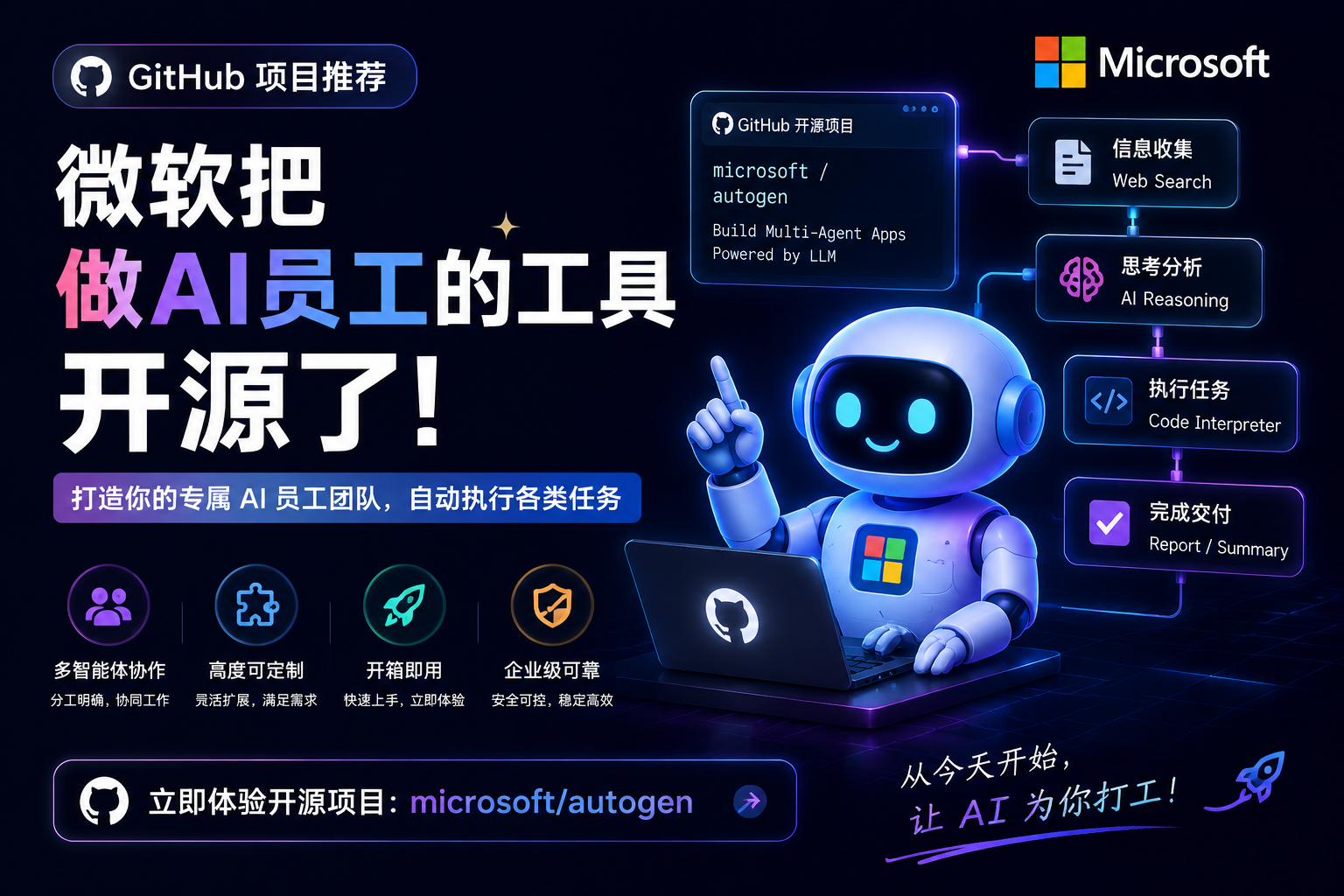 GitHub项目推荐：微软把做AI员工的工具开源了