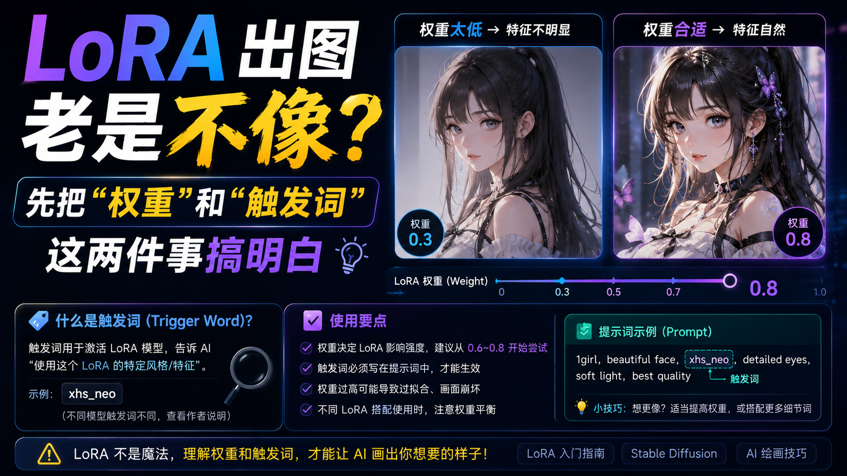 LoRA 出图老是不像?先把”权重”和”触发词”这两件事搞明白