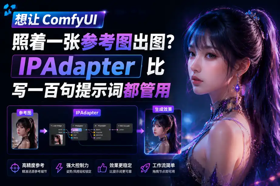 想让ComfyUI照着一张参考图出图?IPAdapter比写一百句提示词都管用