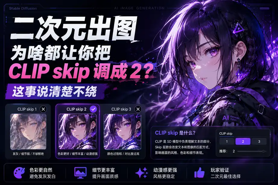 二次元出图为啥都让你把 CLIP skip 调成 2?这事说清楚不绕